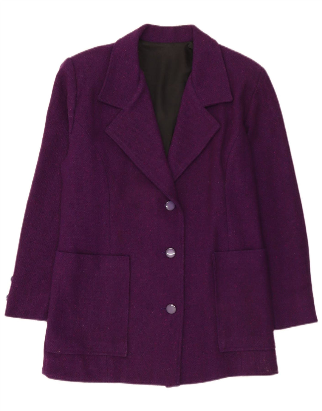 Vintage mujer 3 botones Blazer chaqueta Reino Unido 12 medio púrpura