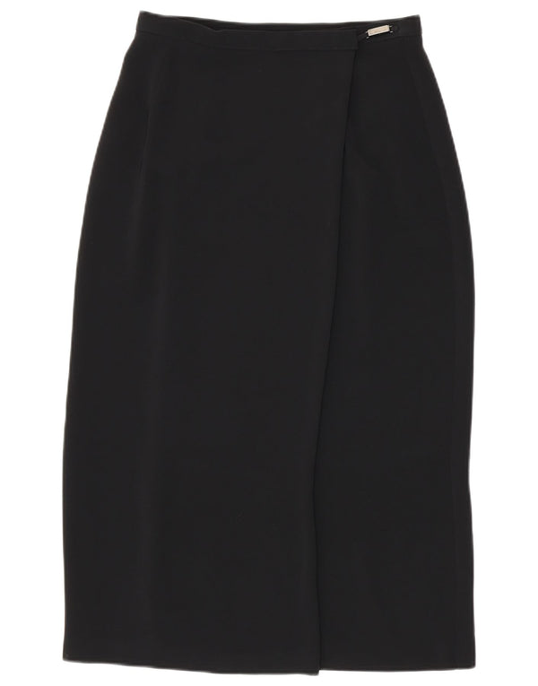 Marks & Spencer Falda cruzada para mujer UK 12 Medium W28 Poliéster negro