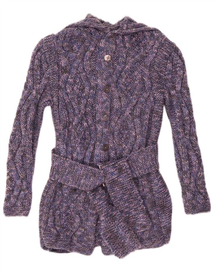 VINTAGE Mujer Cardigan Suéter Reino Unido 8 Pequeño Púrpura Flecked