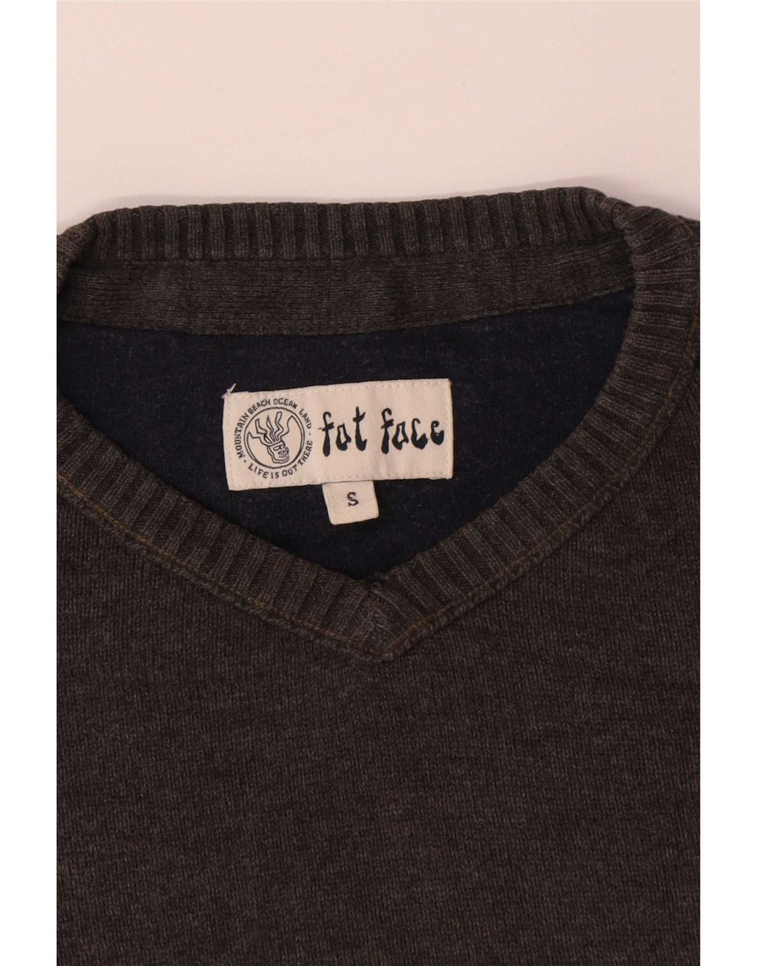 Jersey de cuello redondo para hombre Fat Face Small Gris Algodón