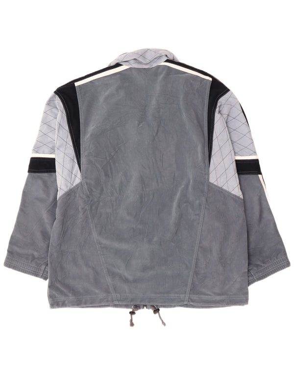 DIADORA Chaqueta de chándal de terciopelo gráfico para hombre UK 46 XL Gris Colorblock
