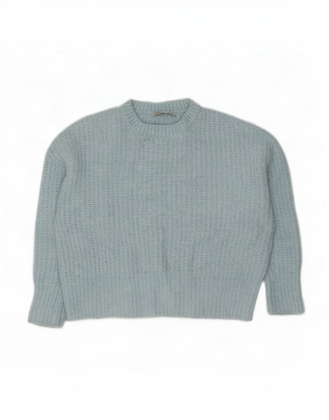 Zara Mujer Jersey De Cuello Redondo De Gran Tamaño UK 44 Poliéster Azul Medio