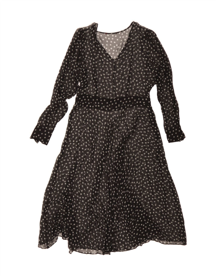VINTAGE Womens See Through A-Line Dress UK 12 Medium Black Spotted Vintage Vintage and Second-Hand Vintage from Messina Hembry 