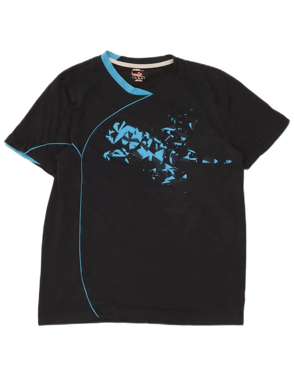 PUMA Camiseta gráfica para hombre Top mediano de algodón negro