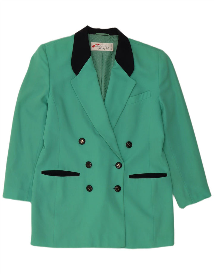HAUBER Chaqueta tipo blazer con doble botonadura para mujer UK 40 Grande Turquesa