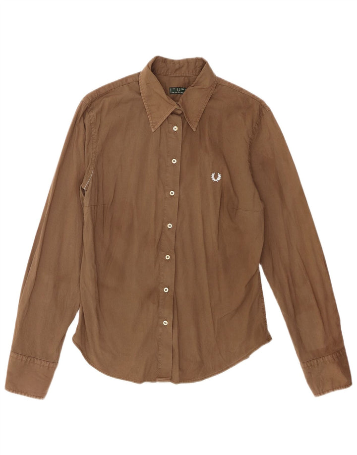 Camisa Fred Perry Mujer UK 40 XL Algodón Marrón