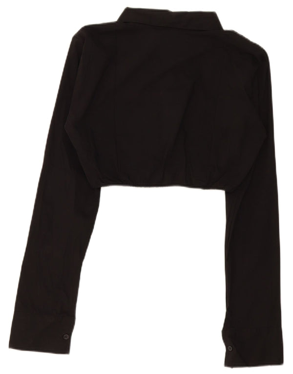 Zara Blusa Corta Mujer UK 44 Grande Algodón Negro