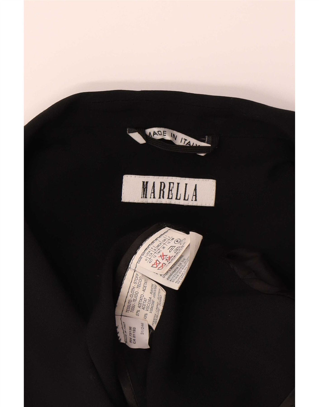 Marella Chaqueta Blazer de Manga 3/4 para Mujer UK 46 Grande Acetato Negro