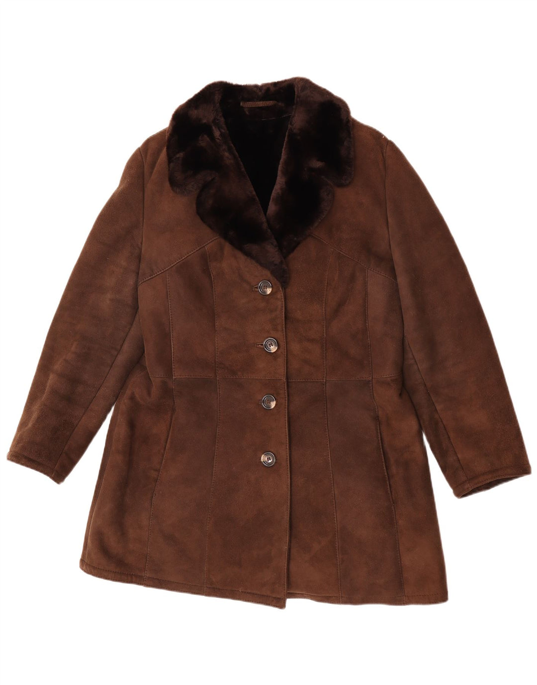 BWS Abrigo de piel de oveja para mujer EU 44 XL Marrón