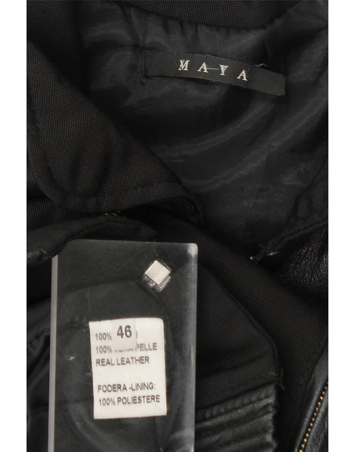 Vintage mujer bomber chaqueta IT 46 cuero negro grande
