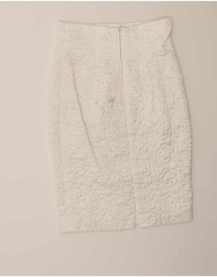Conjunto de falda vintage de 2 piezas para mujer IT 44 Medio W28 Viscosa blanca