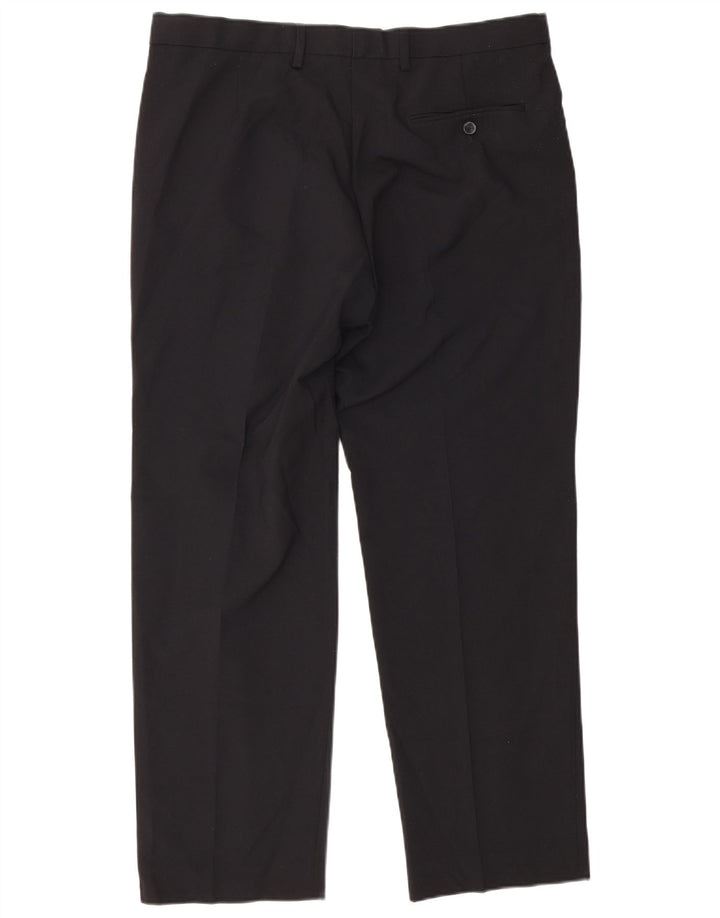 Marks & Spencer Pantalón de traje regular con clavijas para hombre W36 L29 Poliéster negro
