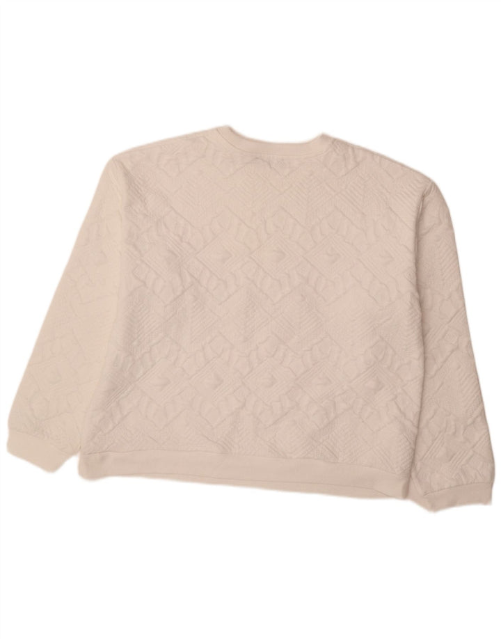Zara Mujer Sudadera De Gran Tamaño Jersey UK 46 Grande Blanco Geométrico