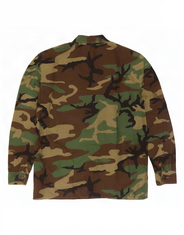 Camisa militar vintage para hombre XL Algodón verde
