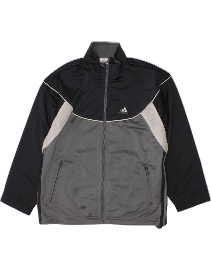 ADIDAS Boys Graphic Tracksuit Top Jacket 9-10 Years Grey Colourblock Vintage Adidas and Second-Hand Adidas from Messina Hembry 