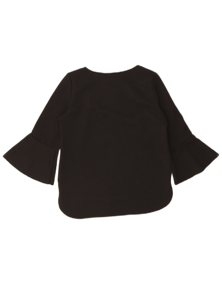 Zara Mujer Top Manga 3/4 UK 10 Pequeño Poliéster Negro