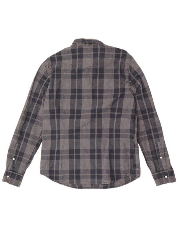 Camisa ajustada de algodón con cuadros grises grandes de Lee para hombre