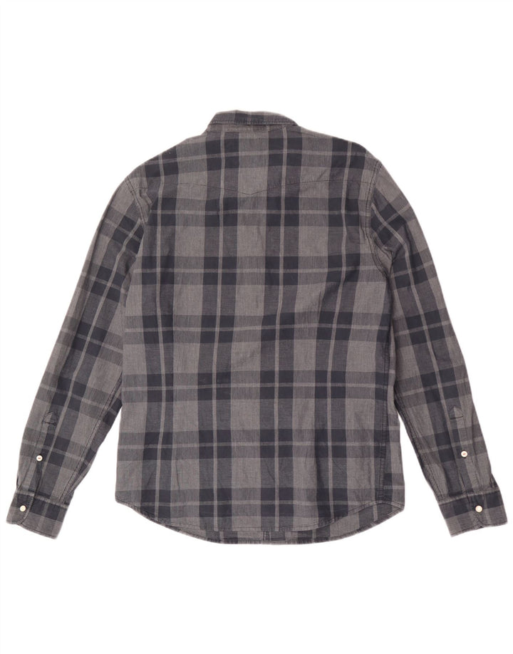 Camisa ajustada de algodón con cuadros grises grandes de Lee para hombre