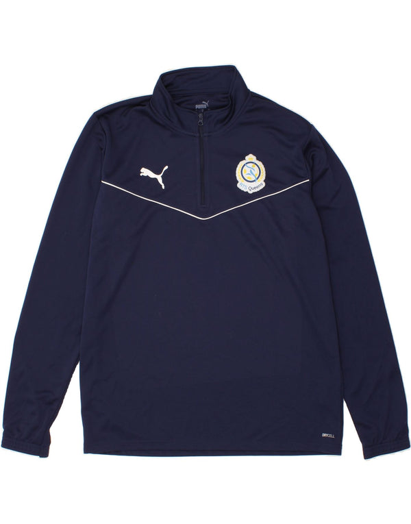 PUMA Mens Zip Neck Pullover Tracksuit Top Large Navy Blue Polyester