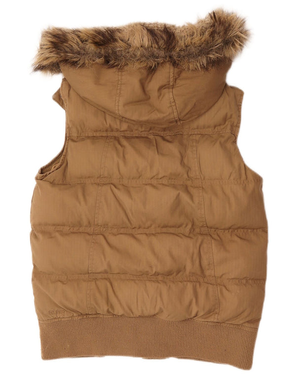 Chaleco acolchado con capucha para mujer Fat Face UK 8 Small Algodón beige