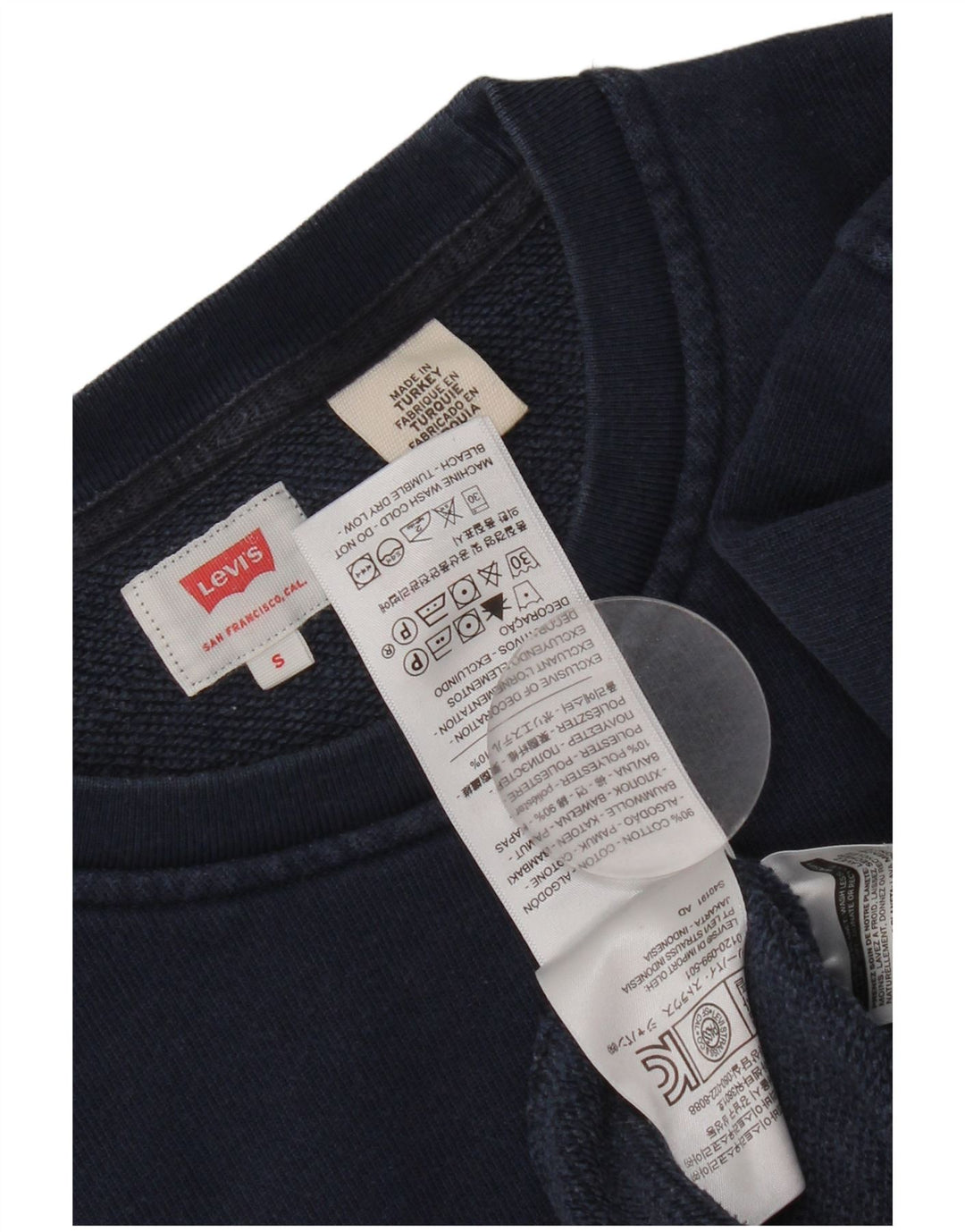 Levi's Hombre Sudadera Jumper Small Azul Marino Algodón
