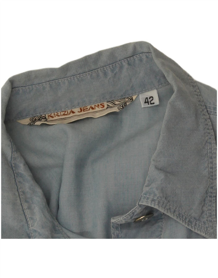 Camisa Mujer Krizia Jeans IT 42 Azul Medio