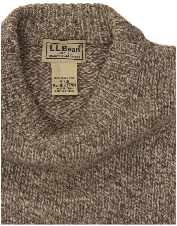 L.L.BEAN Jersey de cuello redondo para hombre de lana gris medio