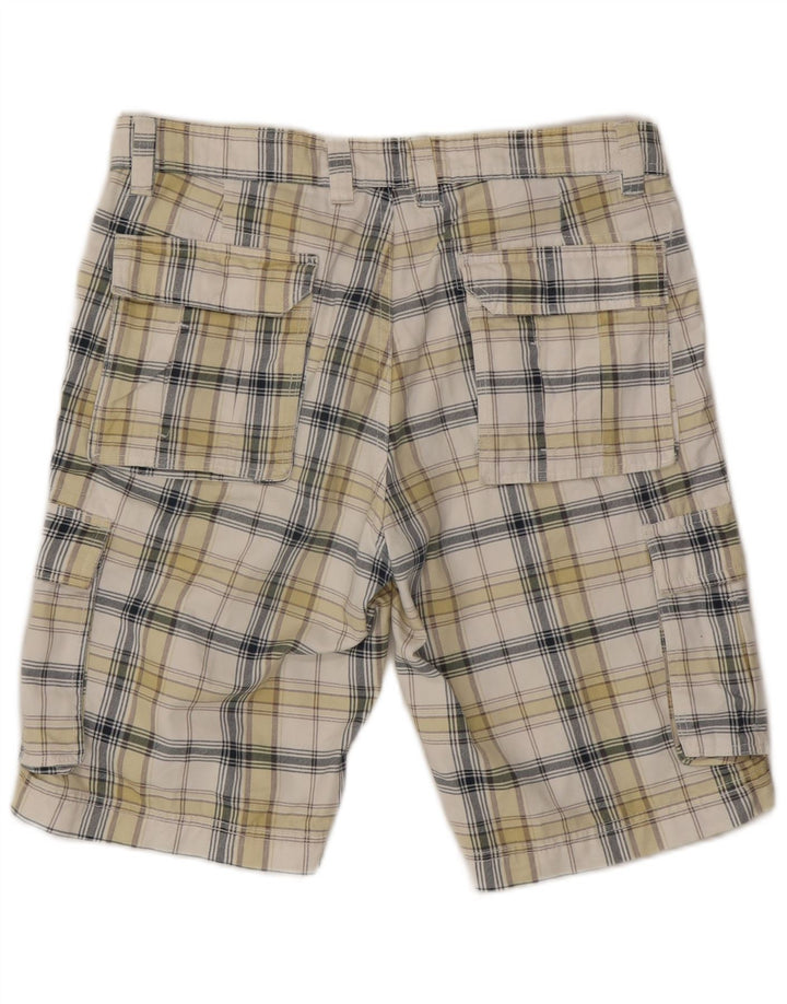 Angelo Litrico Pantalones cortos tipo cargo para hombre IT 50 Large W34 Algodón a cuadros blancos