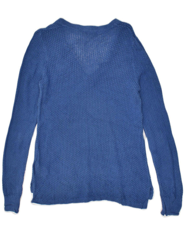 CHAPS Womens V-Neck Jumper Sweater UK 12 Medium Blue Linen | Vintage Chaps | Thrift | Second-Hand Chaps | Used Clothing | Messina Hembry 