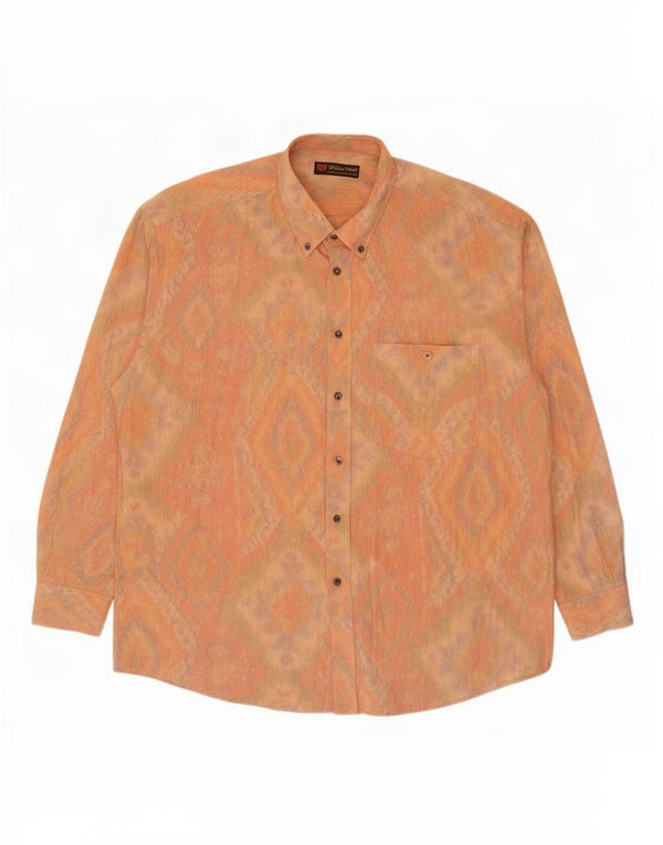 Walter Wolf Camisa para hombre Talla 44 XL Algodón geométrico naranja