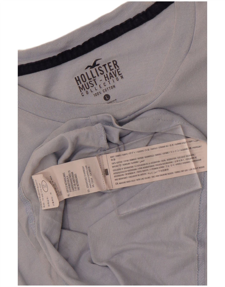 Camiseta Hollister Hombre Top Grande Azul Algodón