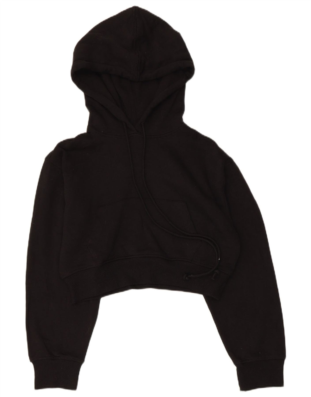 ZARA Mujer Crop Sudadera con capucha Jumper UK 10 Small Negro Poliéster