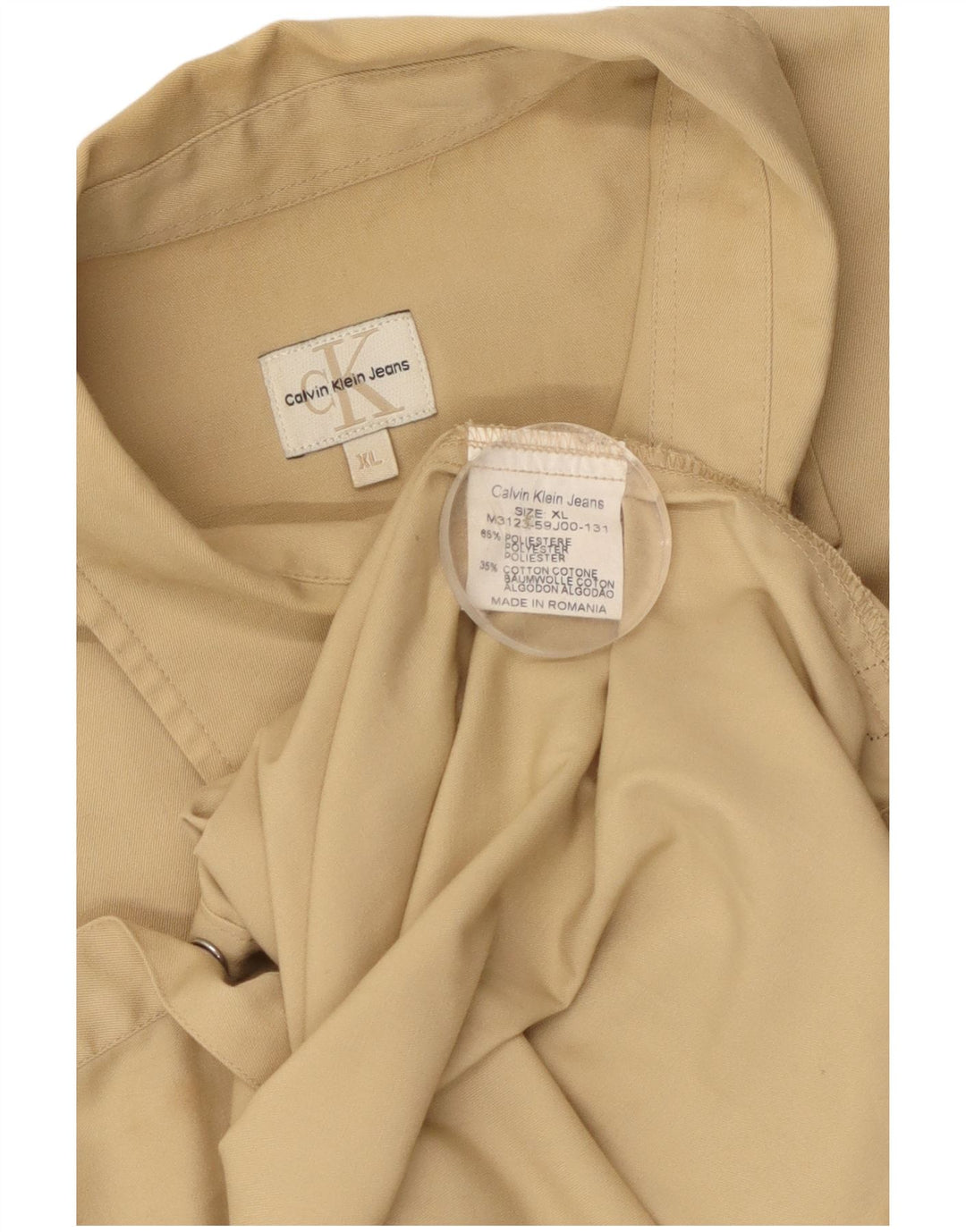 Camisa Calvin Klein Hombre Regular Fit XL Poliéster Beige