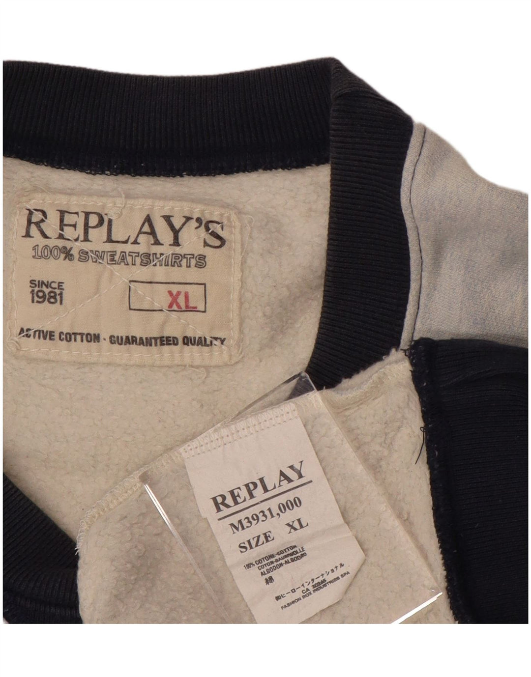 REPLAY Hombre Sudadera Gráfica Jumper XL Azul Colorblock Algodón