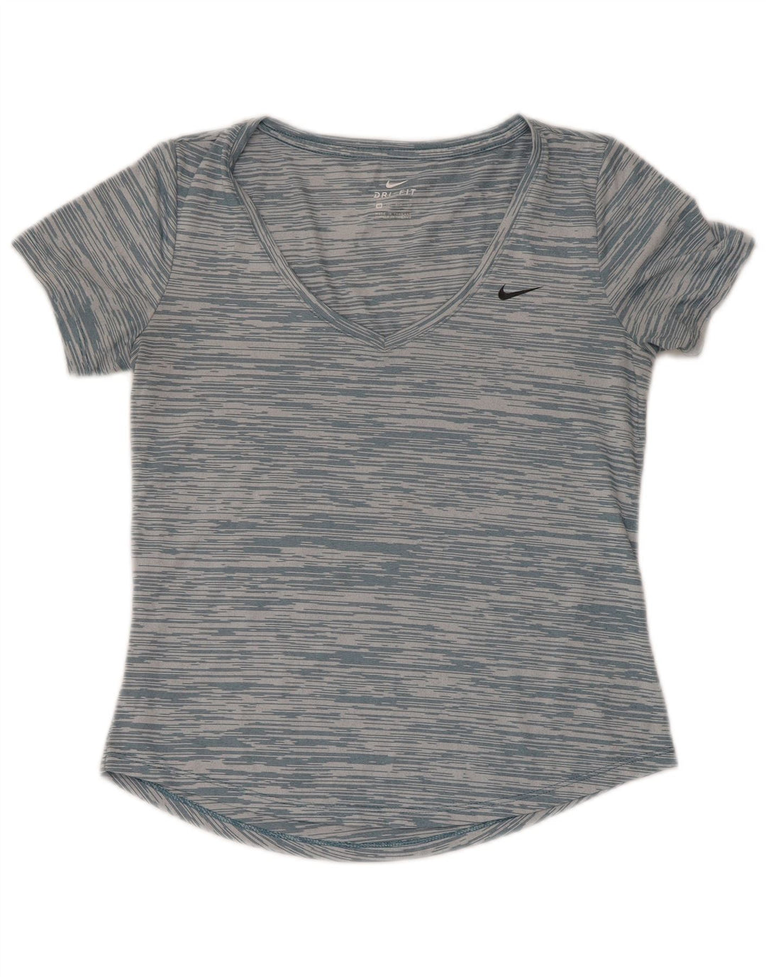 Nike Dri Fit Camiseta holgada para mujer UK 6 XS Poliéster a rayas azules
