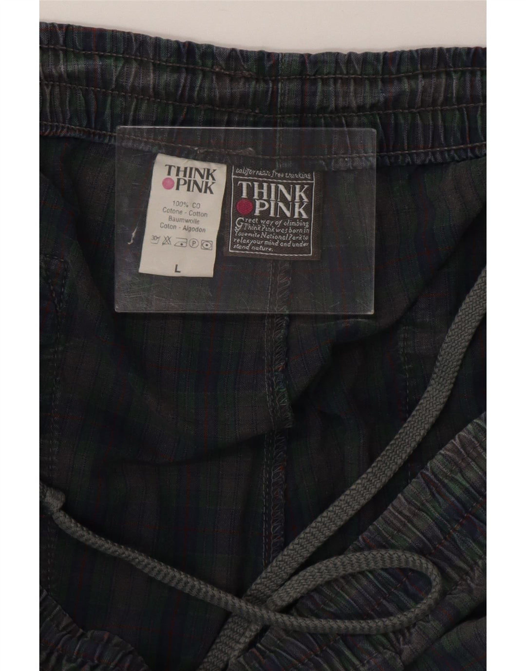 THINK PINK Pantalones casuales para hombre con estampado gráfico, talla grande W36 L32, cuadros azules