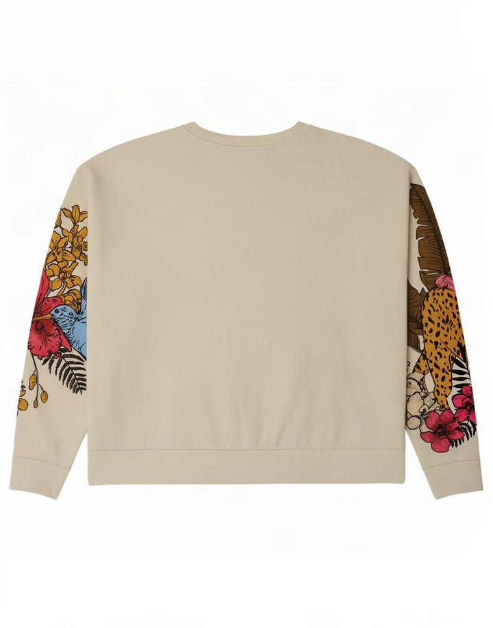 Zara Mujer Gráfico Sudadera De Gran Tamaño Jersey Reino Unido 44 Mediano Blanco Floral