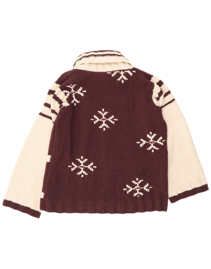 Vintage hombres rollo cuello jersey suéter medio granate colorblock invierno