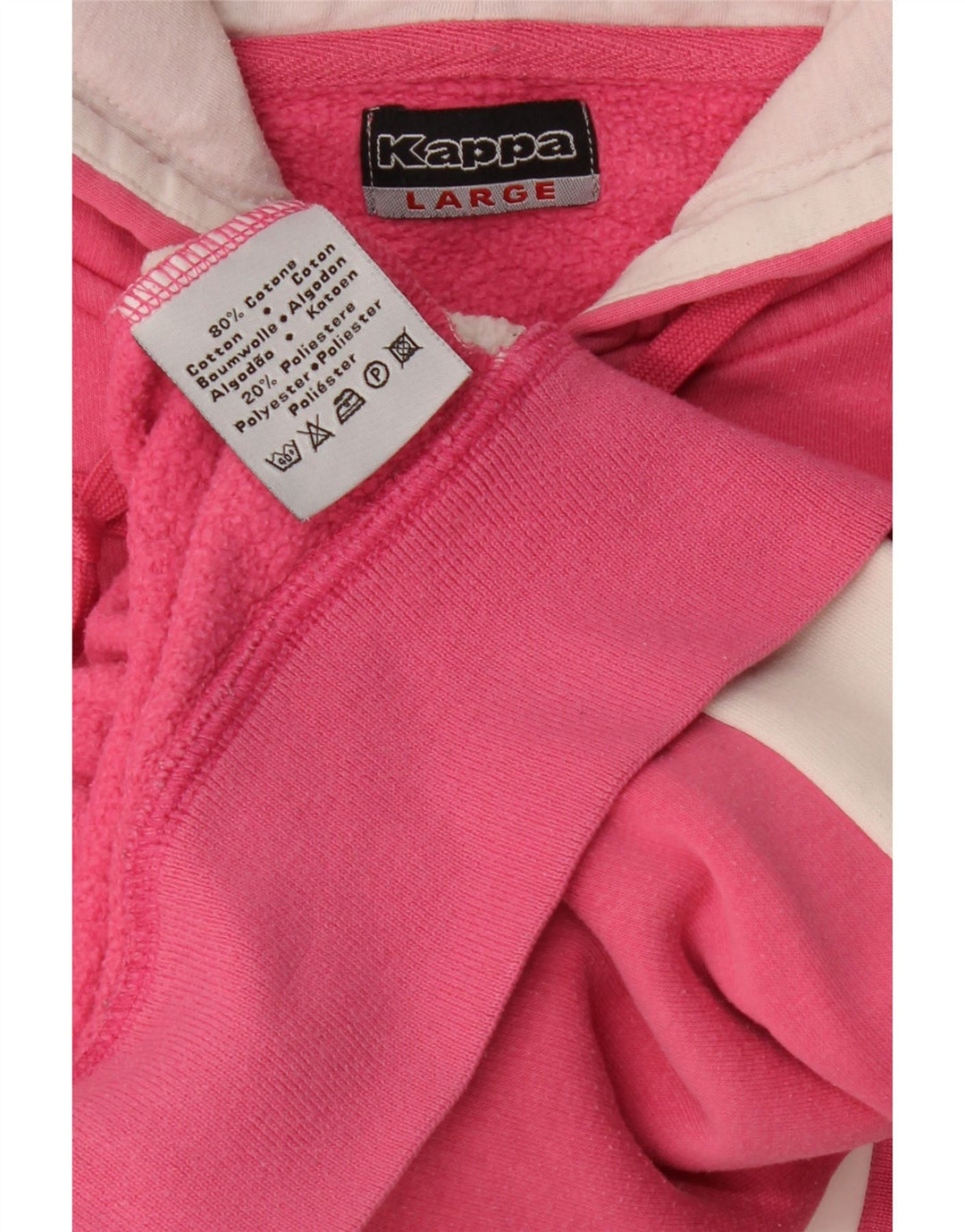 KAPPA Suéter con capucha y cremallera para mujer UK 40 Large Pink Colourblock Cotton