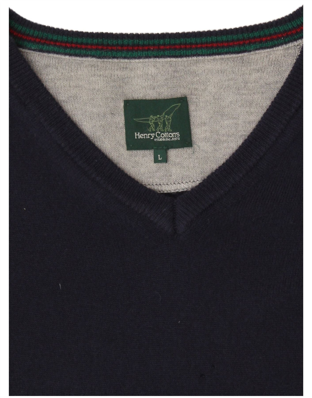 HENRY COTTONS Jersey con cuello en V para hombre, talla grande, azul marino