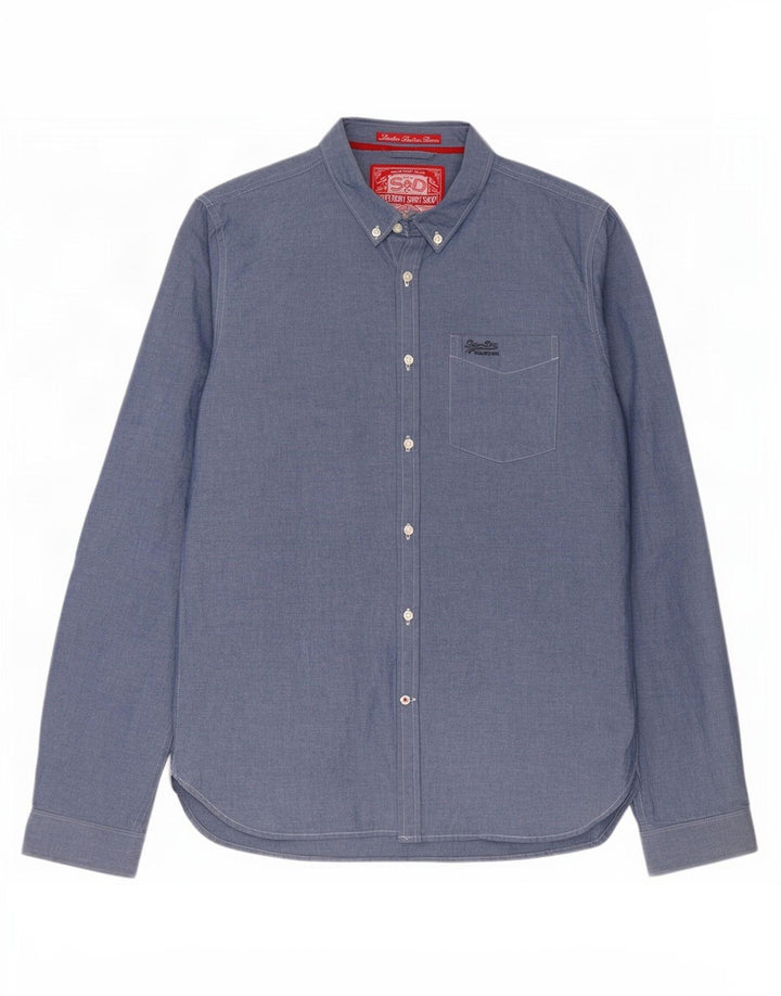 Camisa Superdry Hombre XL Algodón Azul