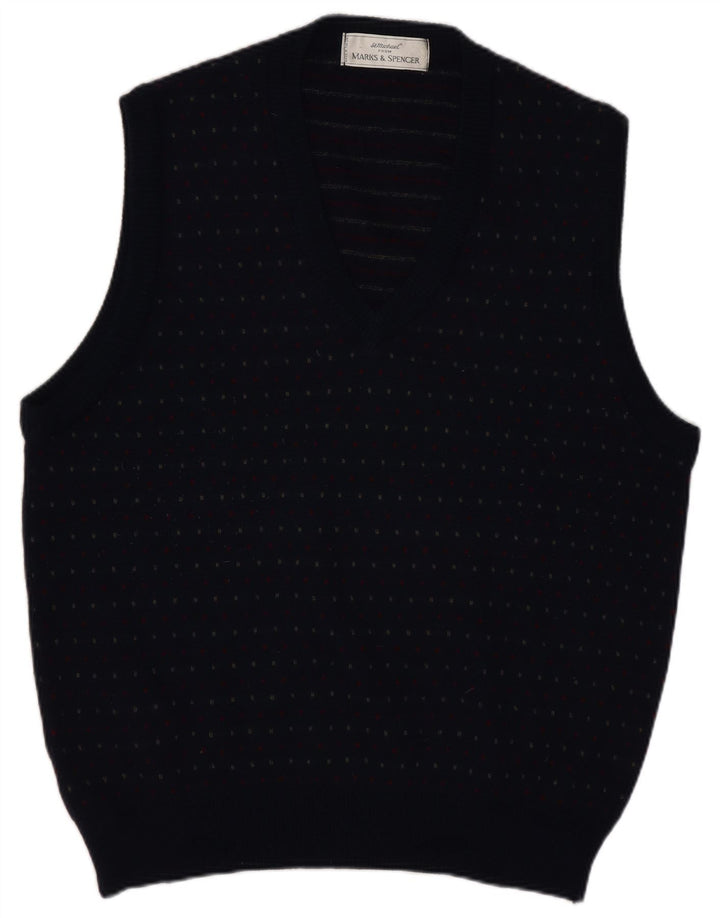 Marks & Spencer Chaleco para hombre Camiseta sin mangas Grande Lana manchada azul marino