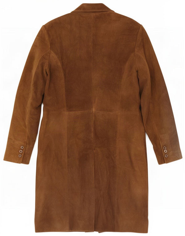 Vintage Womens Suede Overcoat UK 14 Medium Brown Leather
