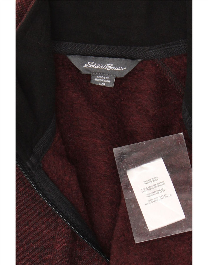EDDIE BAUER Sudadera con cuello y cremallera para hombre Jumper Large Borgoña moteado