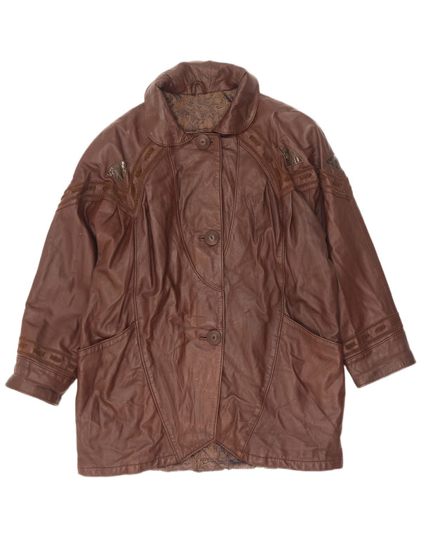 Marcos Abrigo de piel extragrande para mujer IT 40 Small Brown Leather