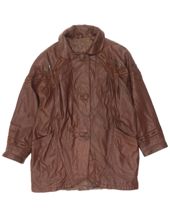 Marcos Abrigo de piel extragrande para mujer IT 40 Small Brown Leather
