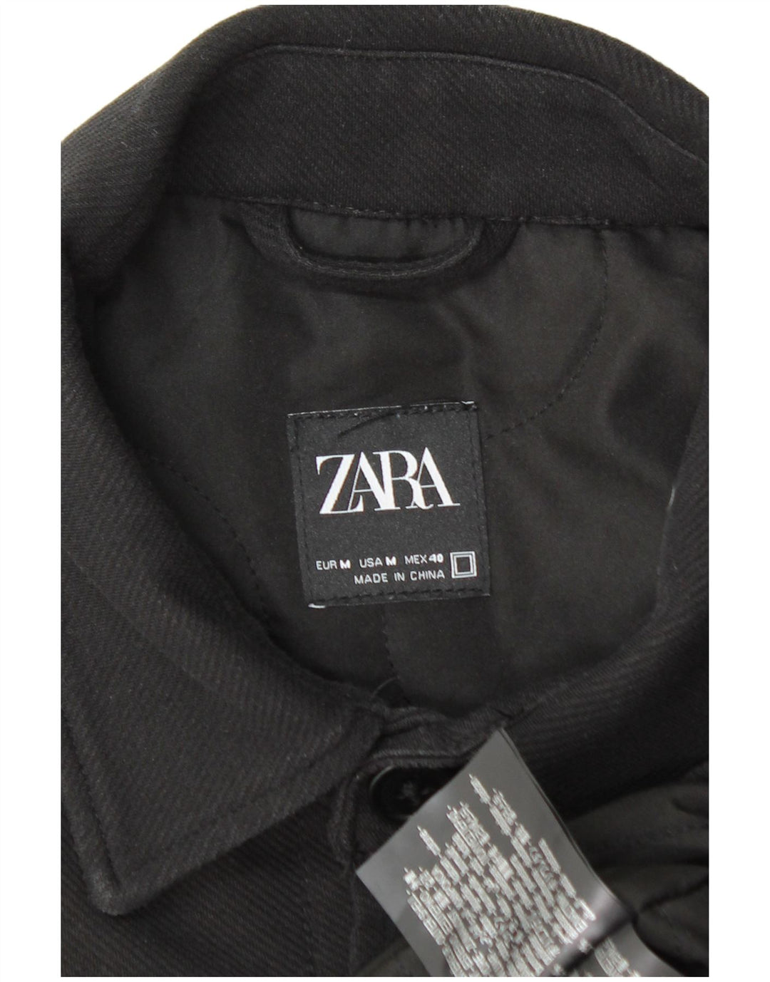 Zara Mens Bomber Jacket UK 38 Medium Negro Algodón