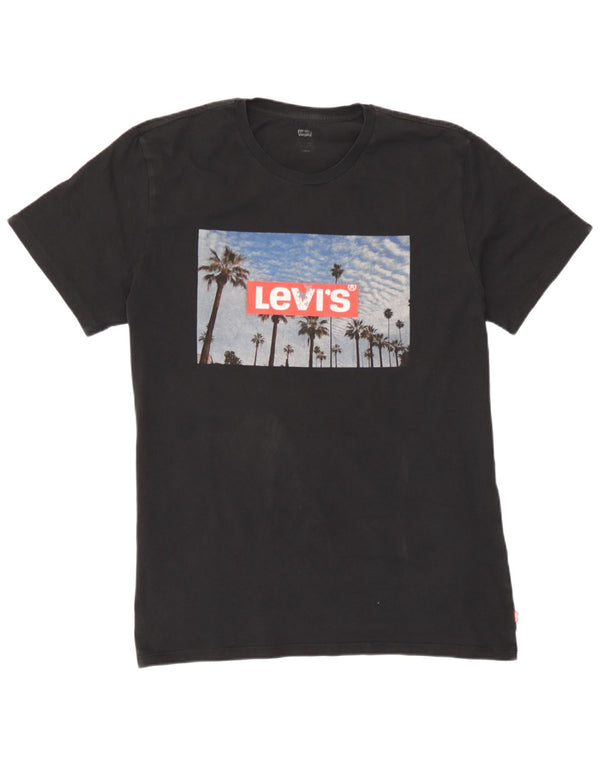 Levi's Camiseta gráfica para hombre Top grande de algodón negro