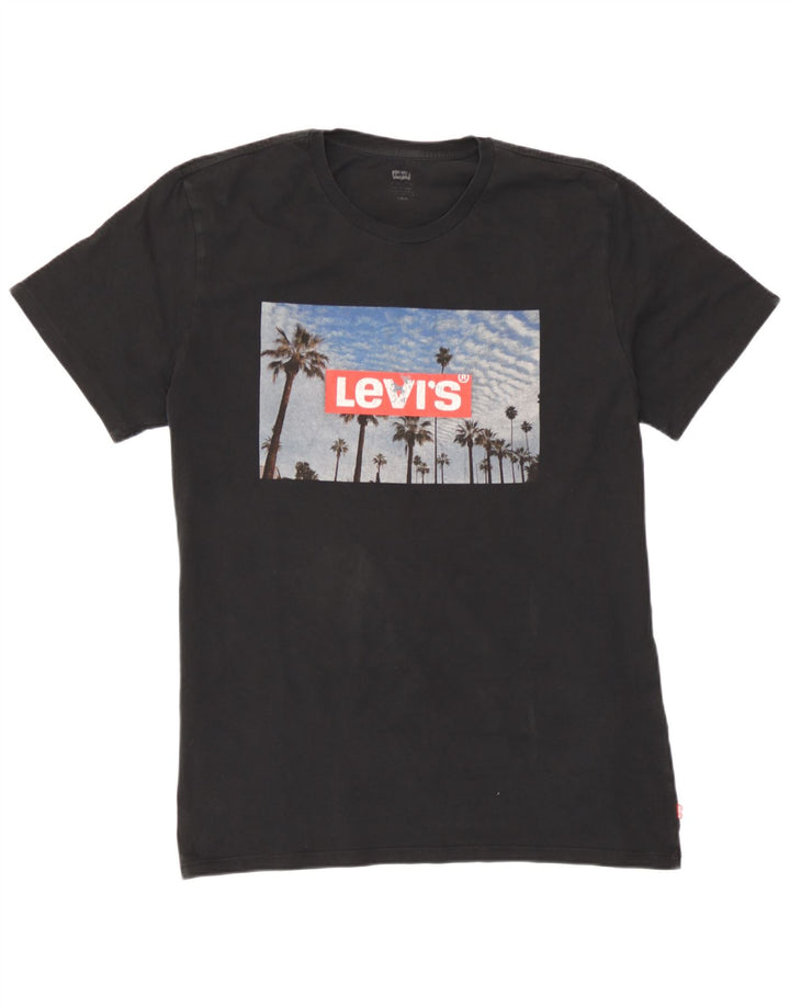 Levi's Camiseta gráfica para hombre Top grande de algodón negro