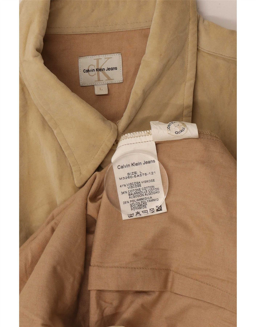 Camisa Calvin Klein Jeans Hombre Grande Viscosa Beige